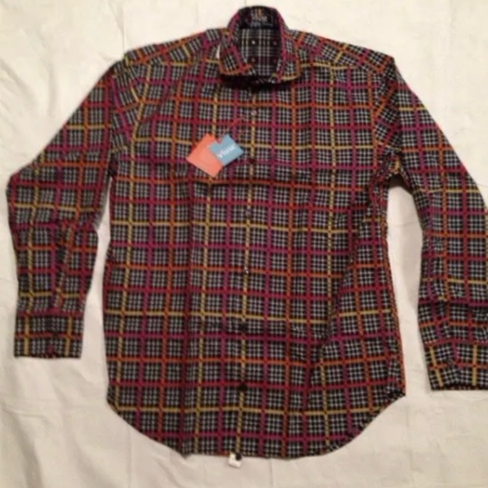 Vluxe By Lucky Nohum Men's Medium Revers Long Sleeve Dress Shirt.